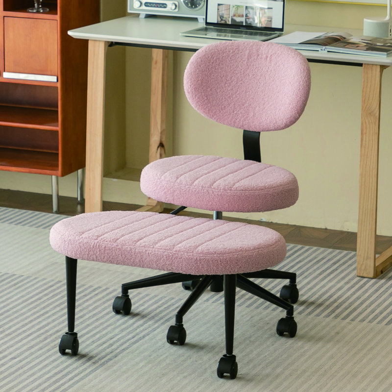 Fauteuil de bureau en velours sans accoudoirs, Rose