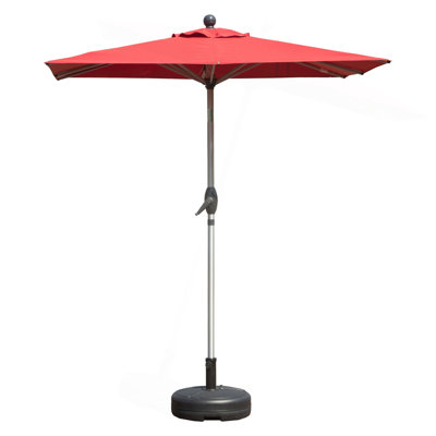 Parasol de patio rectangulaire avec fonction de levage à manivelle et d'inclinaison, rouge brique (base non incluse)