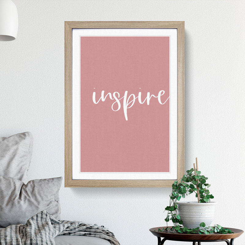 Inspire - Picture Frame Typography, 90cm H x 65cm W x 2cm D, Oak
