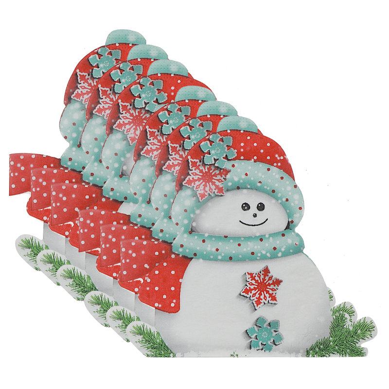 Ensemble de 12 serviettes de table 3 plis (bonhomme de neige) - ensemble de 6