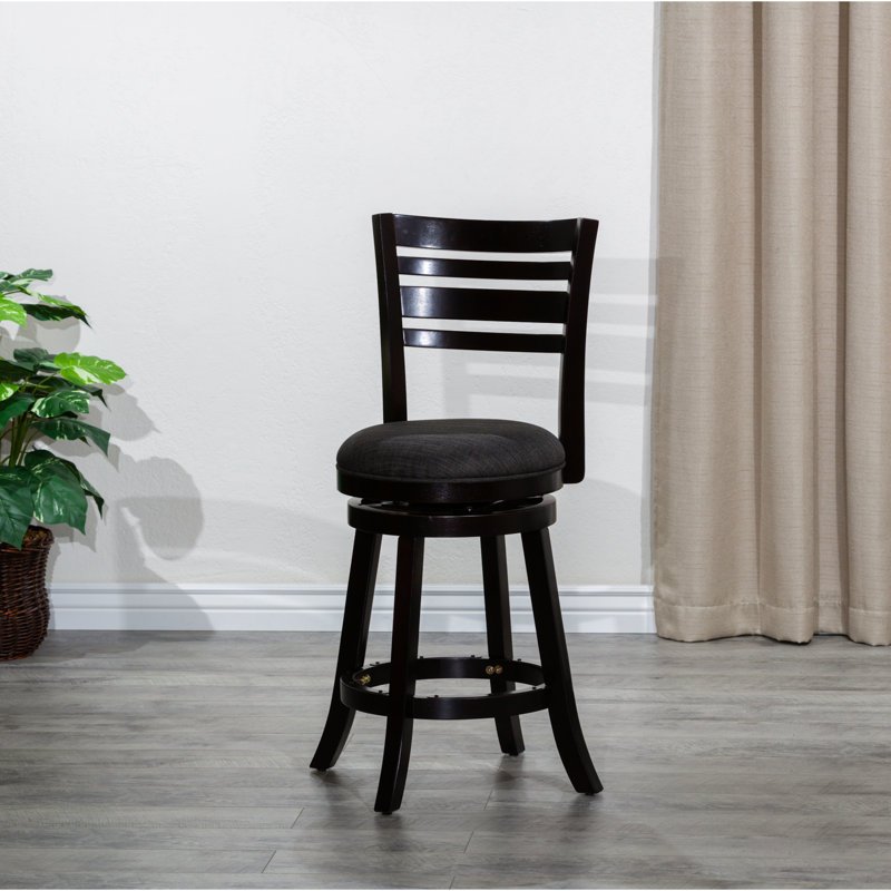 24" Counter Height Swivel Stool, -Colored, Charcoal Fabric Seat - Fashionable & Functional Floor Protectors Included, Black