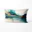 Coussin décoratif avec motif abstrait turquoise et or II - Coussin imprimé à l'encre liquide abstraite-135800606