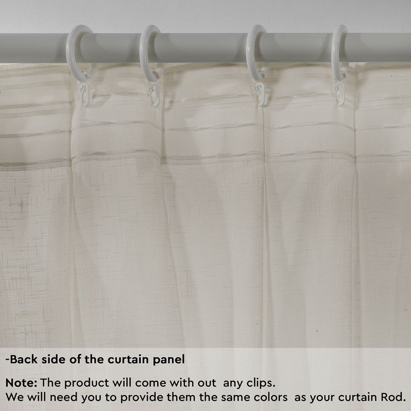 Pinch Pleated Extra Long & Extra Wide Faux Linen Semi Sheer Single Panel, Beige, 75" W x 204" L