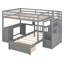 Lit superposé double au-dessus de simple avec bureau, tiroirs et tablettes-705726797