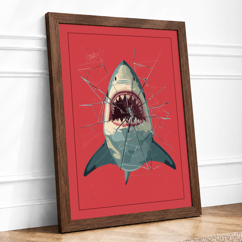 Shark Confrontation Modern - Framed Print, Walnut, A1 - 84.1 x 59.4 cm