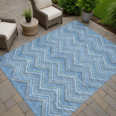 Machine Washable Indoor/Outdoor Kerwin ACN2392 Stripes Rug