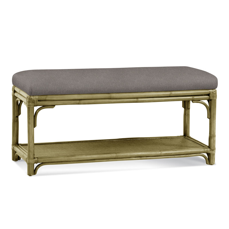 Banc de rangement en osier Summer Retreat, Laiton, Performance Crypton bleu marine; 0822-61