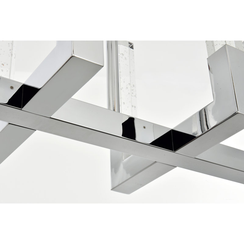 Luminaire suspendu réglable Hakken, Chrome chrome, H 50,5 po x l 42 po x P 12 po, 8 Lights