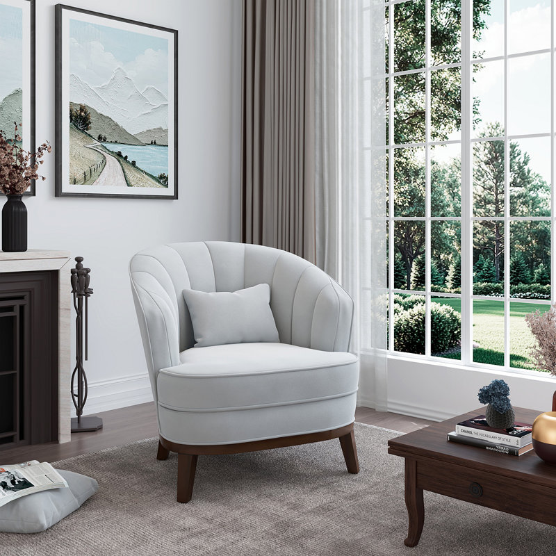 Fauteuil d'appoint rembourré Ava, Gris clair