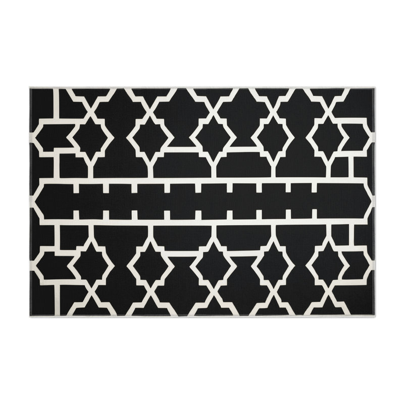 Tapis noir intérieur et extérieur Trellis, Rectangulaire 8 pi x 10 pi