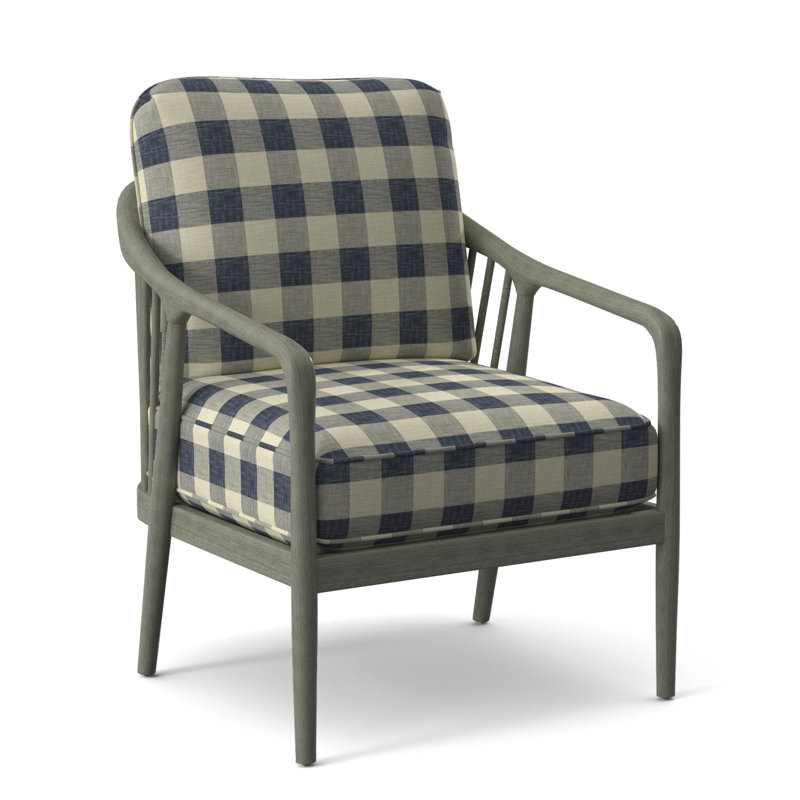 Guinevere Armchair, Sea Glass, Blue Buffalo Check; 0120-61