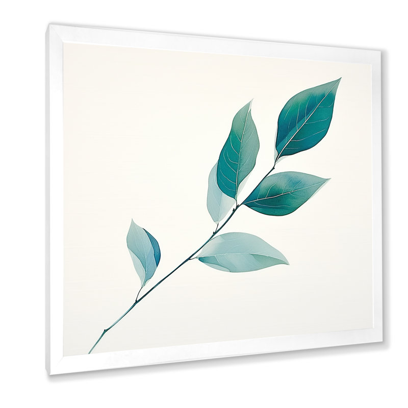 «Teal Tranquility Leaf Expression» sur toile, H 36 po x l 36 po x P 1,5 po, Cadre simple blanc