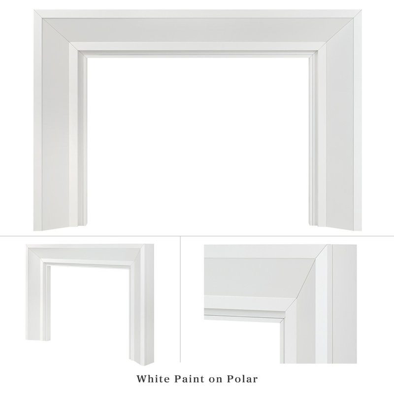 Modern Ember Everly Wood Fireplace Mantel Surround Overall Dimensions 72" x 54"- Interior Opening 48" x 42", 72", White