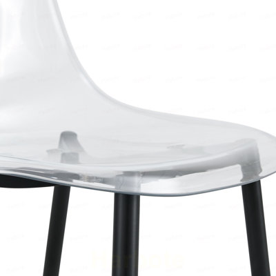 Ensemble de table et de chaises Table de salle à manger ovale en verre trempé de 71 pouces de style luxueux à double colonne noire. Jumelé avec 8 chaises en plastique transparent avec pieds en métal noir.