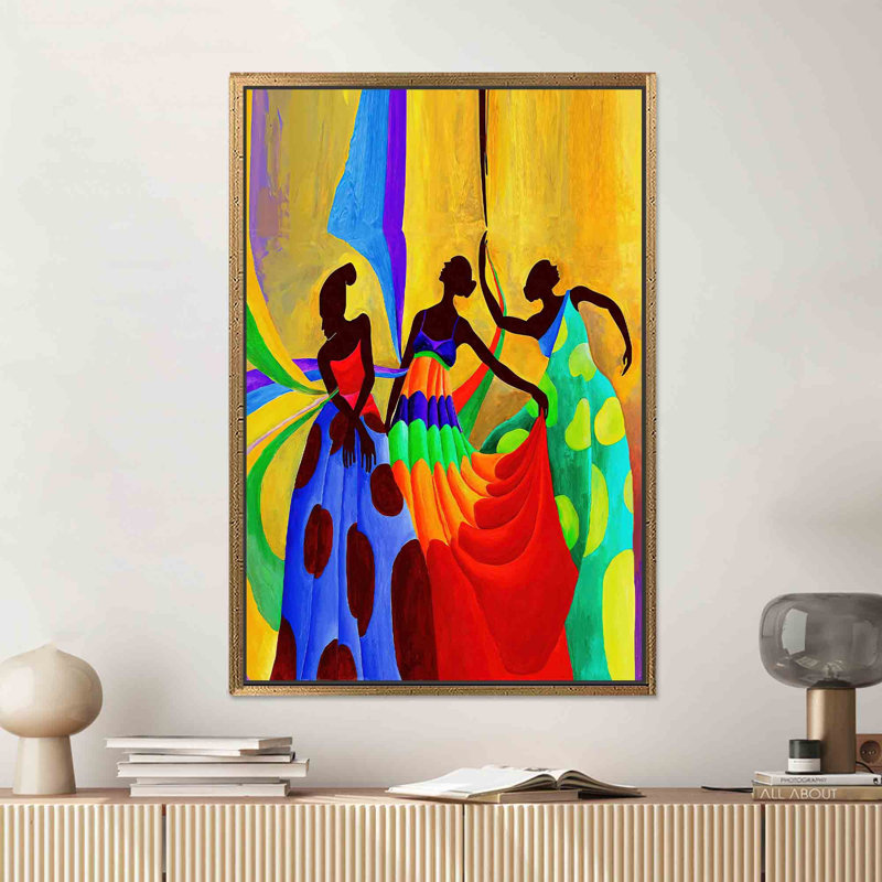 «Vibrant African Women Dancers», reproduction d'art sur toile, art mural 1P doré, 114,2 po H x 63,1 po l