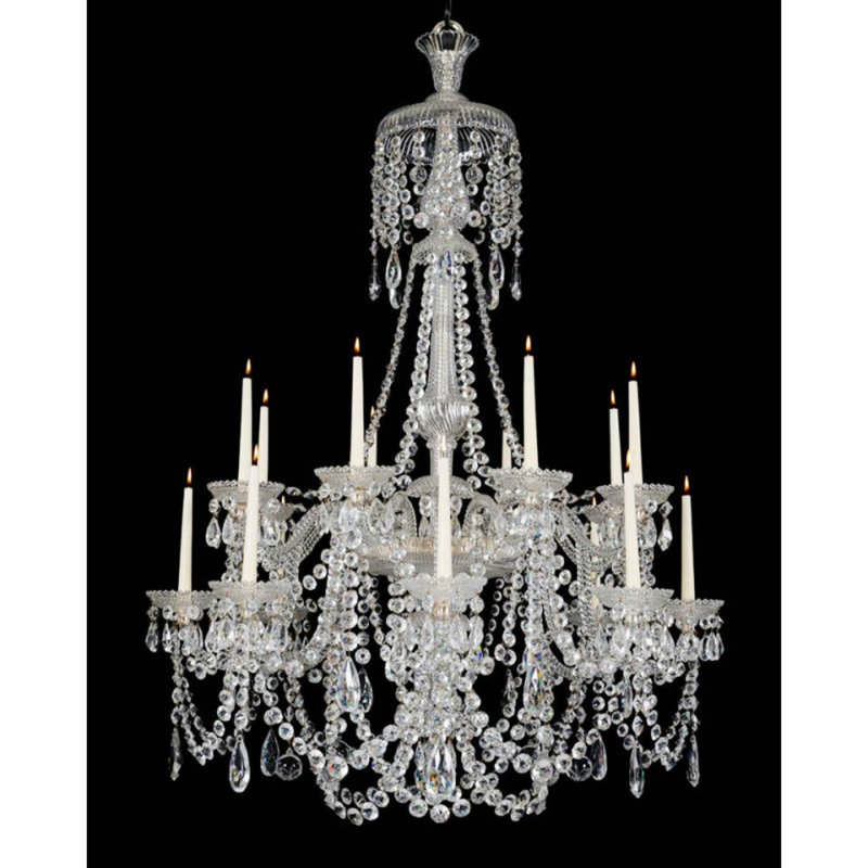 Lustre suspendu en verre taillé victorien clair, Étain, Gelé, H 55 po x l 41 po x P 41 po