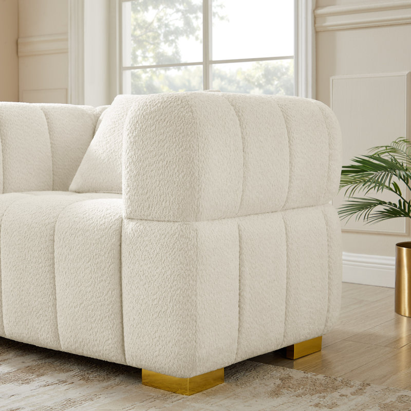 Ensemble de salon rembourré en boucle, White
