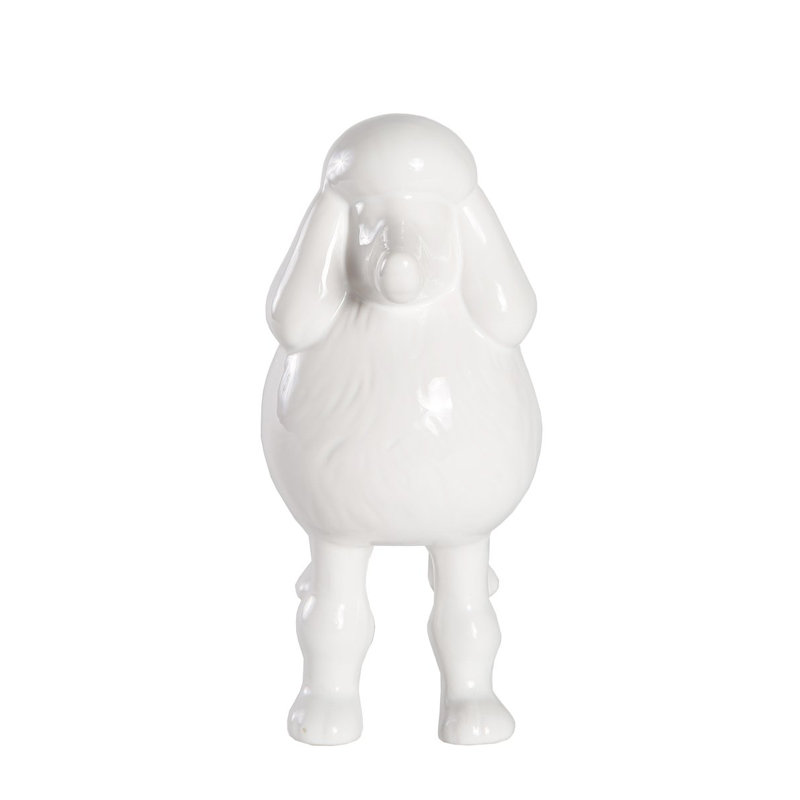Rideau Animals Figurines & Sculptures, Glossy White, Poodle, 10" H x 8.74" W x 4.13" D
