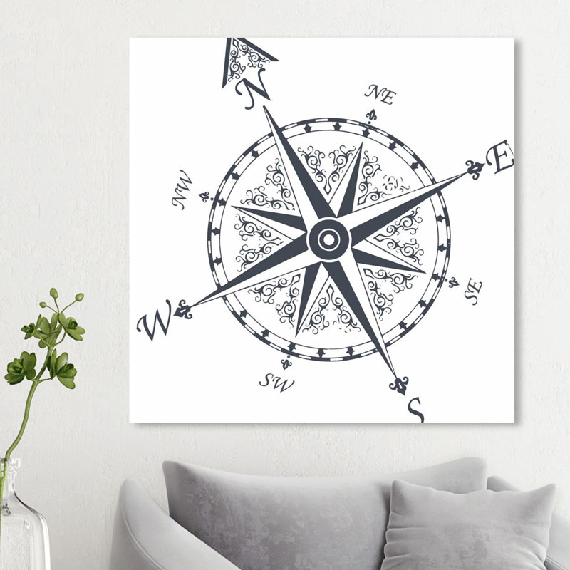 « nautique compass », impression sur toile, H 40 po x l 40 po x P 1,5 po