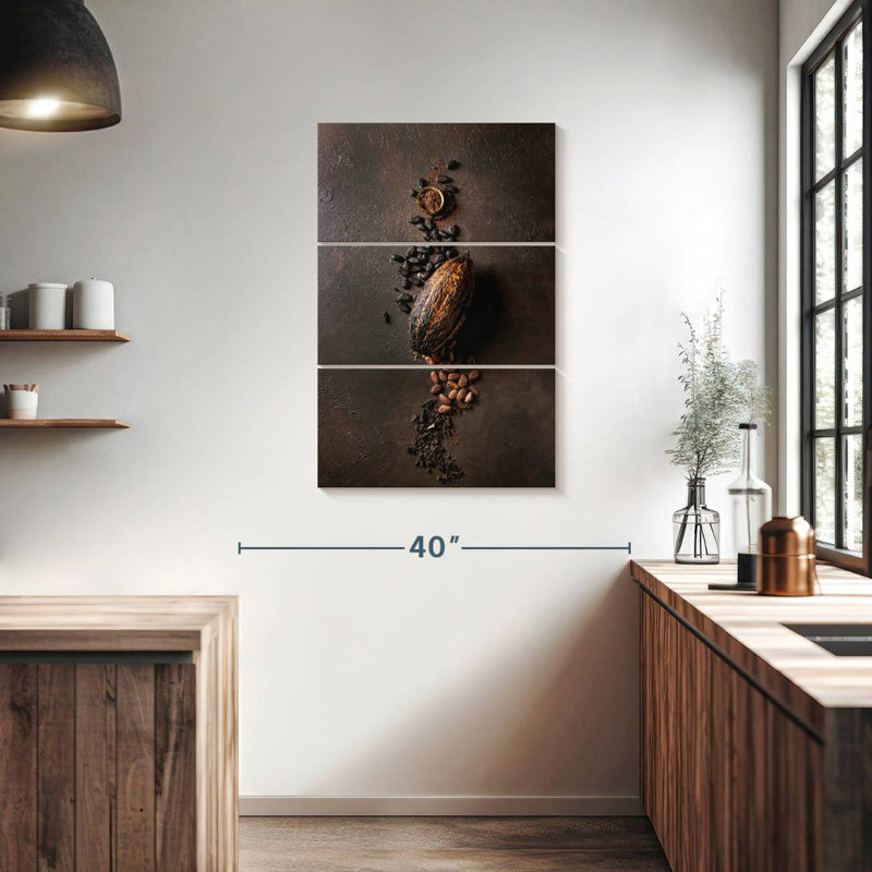 Assortiment de fève de cacao, H 38 po x l 24 po