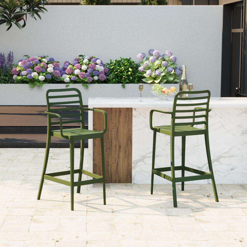 29.5" Outdoor Bar Stool, Green