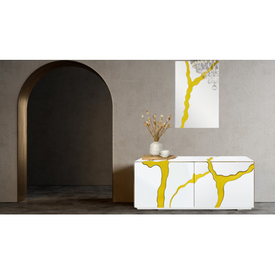 Tv Stand 71" In White Glass With 7 Color Changing Rgb Lights And Remote