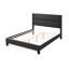 Lit plateforme tapissier avec tête de lit capitonnée horizontale, contemporaine, noir, double-91972467-91972468