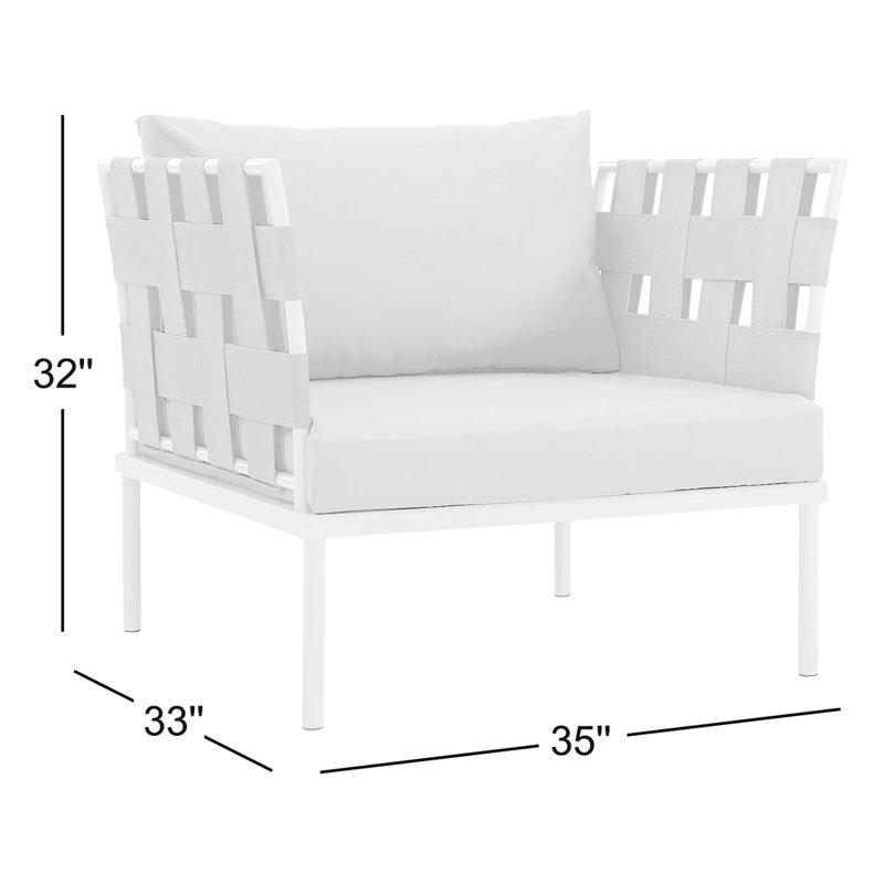 Harmony Outdoor Patio Aluminum Armchair, White