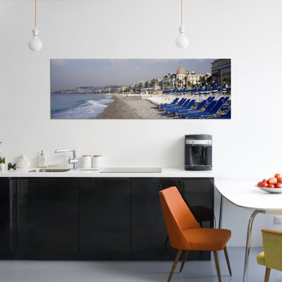 East Urban Home 'Beach Landscape, Nice, French Riviera, Provence-Alpes-Cote D'Azur, France' Photographic Print on Canvas