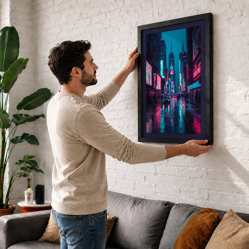 Neon Street Reflections Modern - Print, Unframed, A4 - 29.7 x 21.0 cm