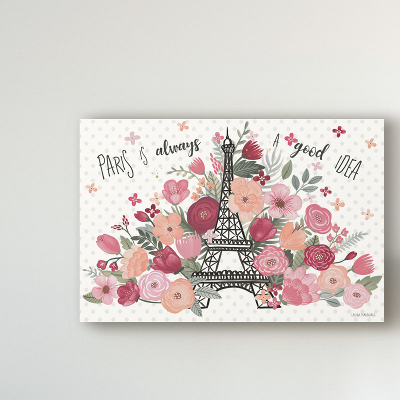 « paris is fleuris i », reproduction de peinture à l’acrylique sur toile tendue, H 12 po x l 19 po x P 2 po