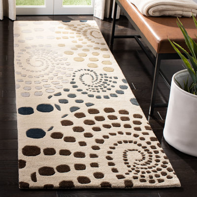 Tapis beige en laine touffeté à la main à motif abstrait Jorie