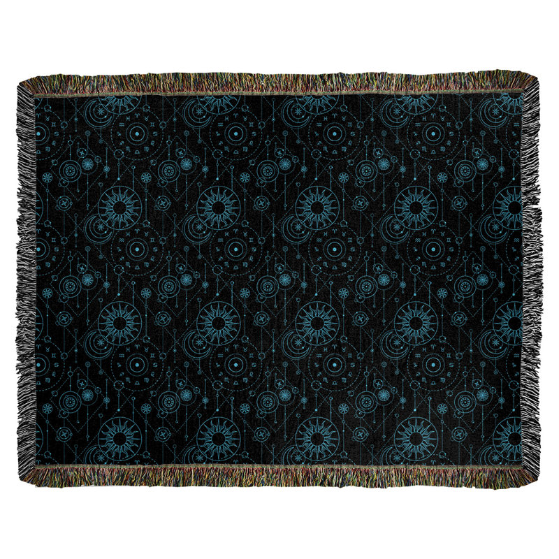 Couverture en coton tissé Katelyn Elizabeth Astrology, l 37 po x L 52 po, Noir / Bleu