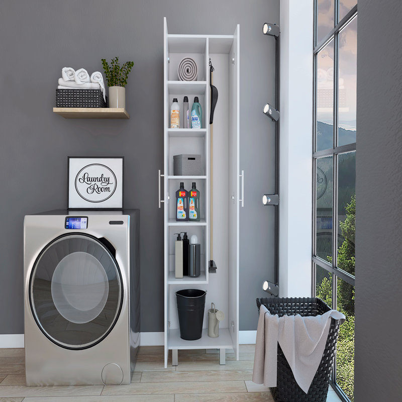 Armoire, armoire à deux portes, quatre pieds, cinq tablettes