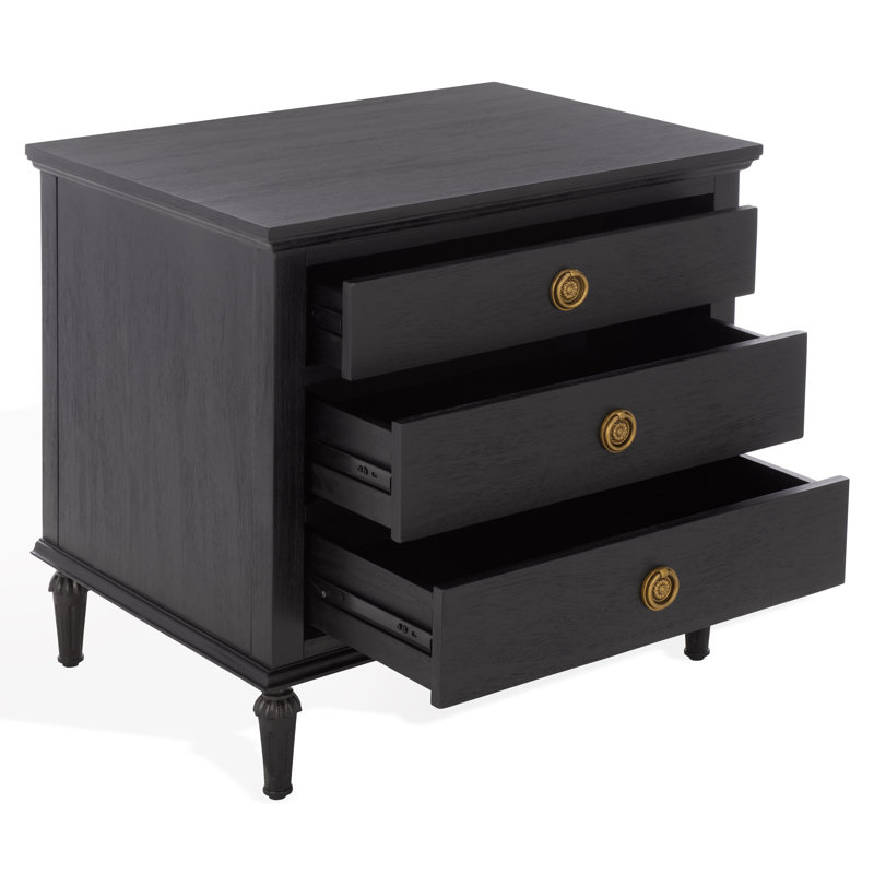 Hubbard 3 - Drawer Nightstand, Black