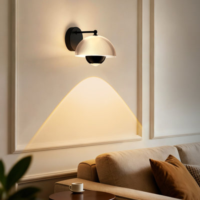 SELENE 8" LED Wall Sconce in Black, 10W Dual-LED Dimmable, Modern Flowerpot Design with Acrylic & Metal Shades for Living Room, Bedroom, Hallway, Stairway