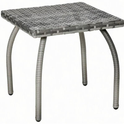 Petite table de bout carrée en rotin, table d'appoint en osier pour l'extérieur, table basse en matériau résistant aux intempéries pour le jardin, le balcon et la cour