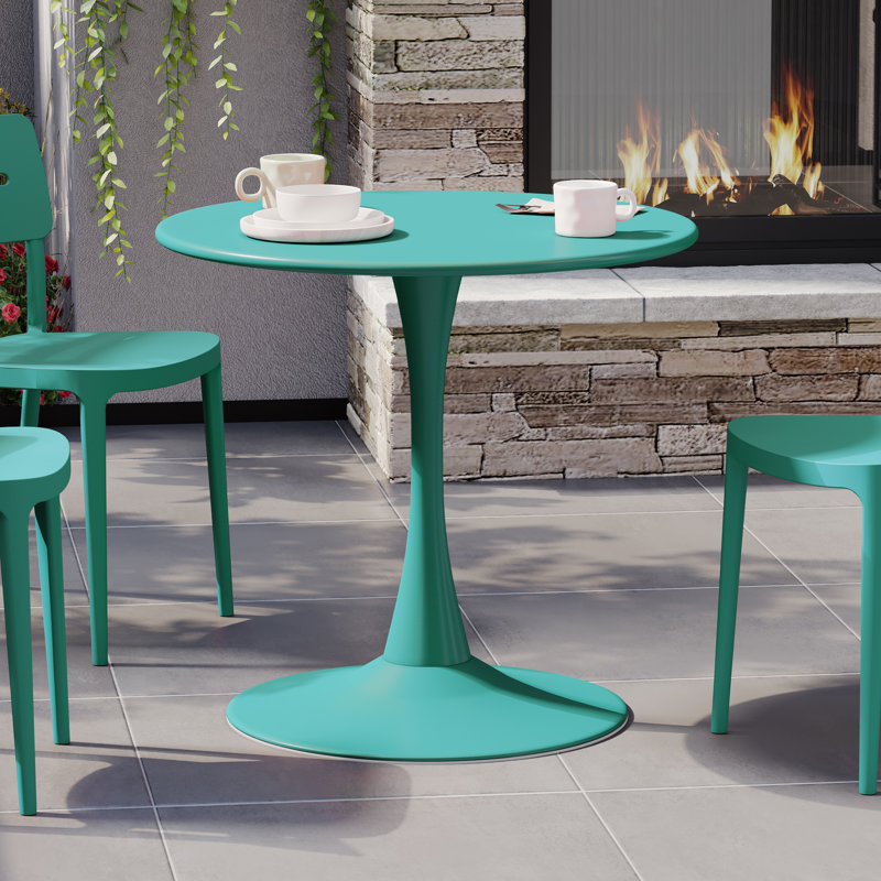 Table de salle à manger d'extérieur en acier, Turquoise