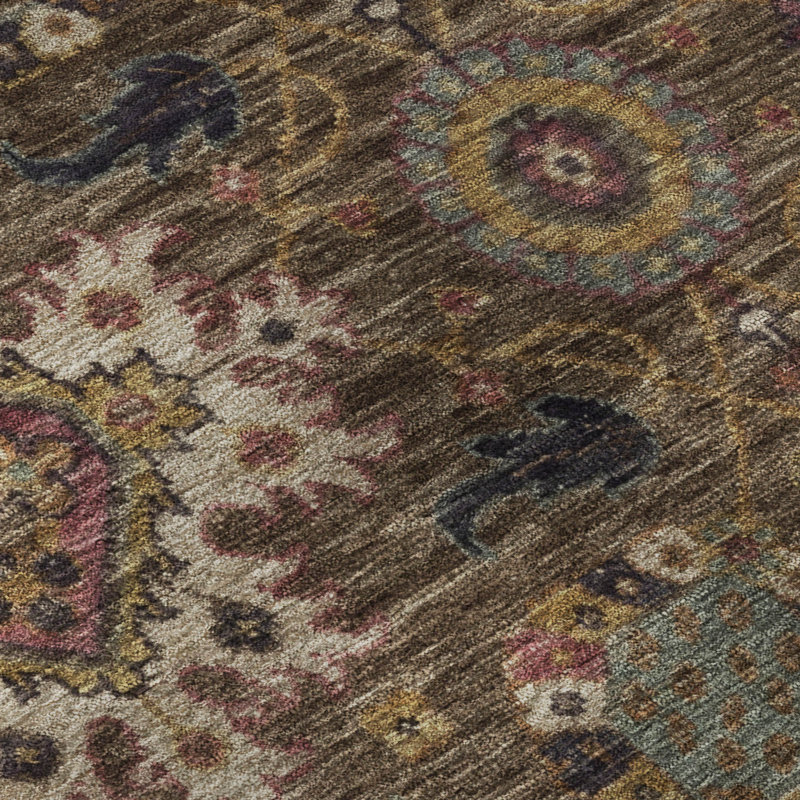 Premium Machine Washable Mayfield AMF2151 medallions Rug, Rectangle 3' x 5', Chocolate
