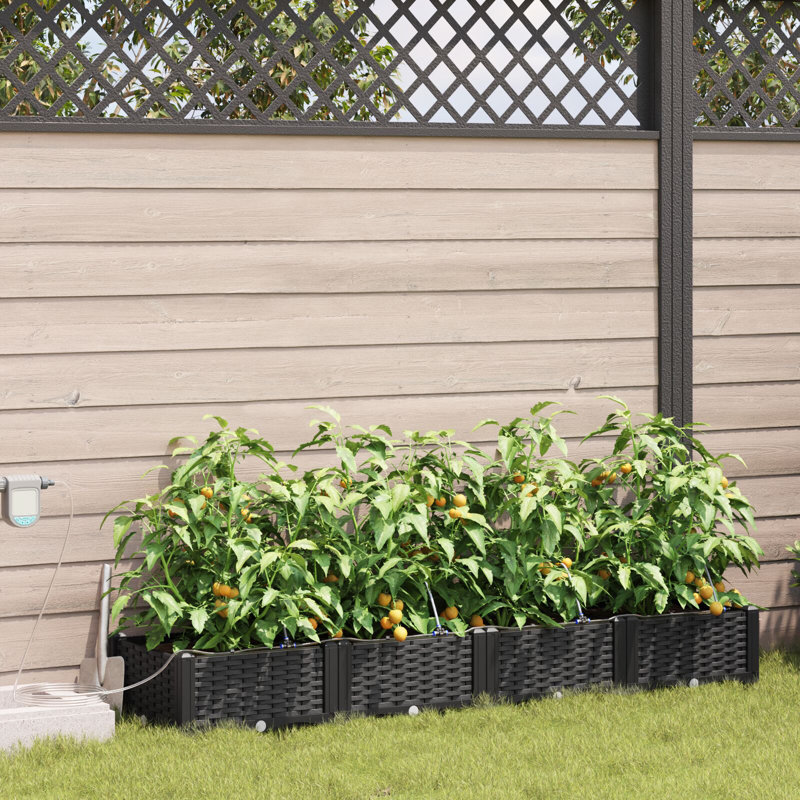 Garden Planter Polypropylene Large Planters, 22cm H x160cm W x 40cm D, Black