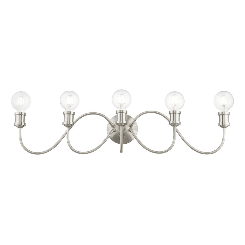 Éclairage de salle de bain à intensité variable 5 lumières Grogan, Nickel brossé