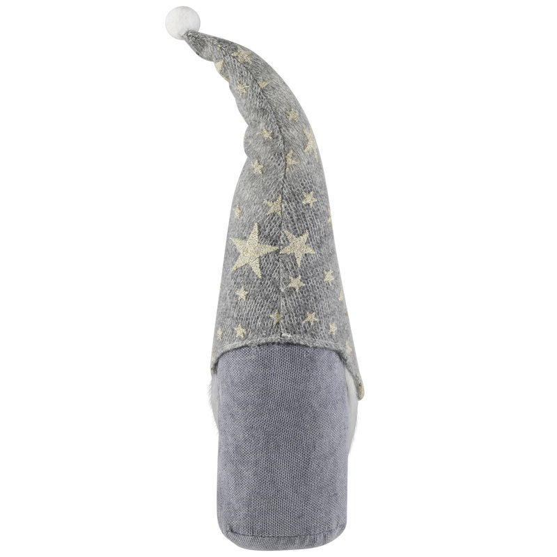 Gnome With Knitted Star Pattern Hat Christmas Figure - 17"