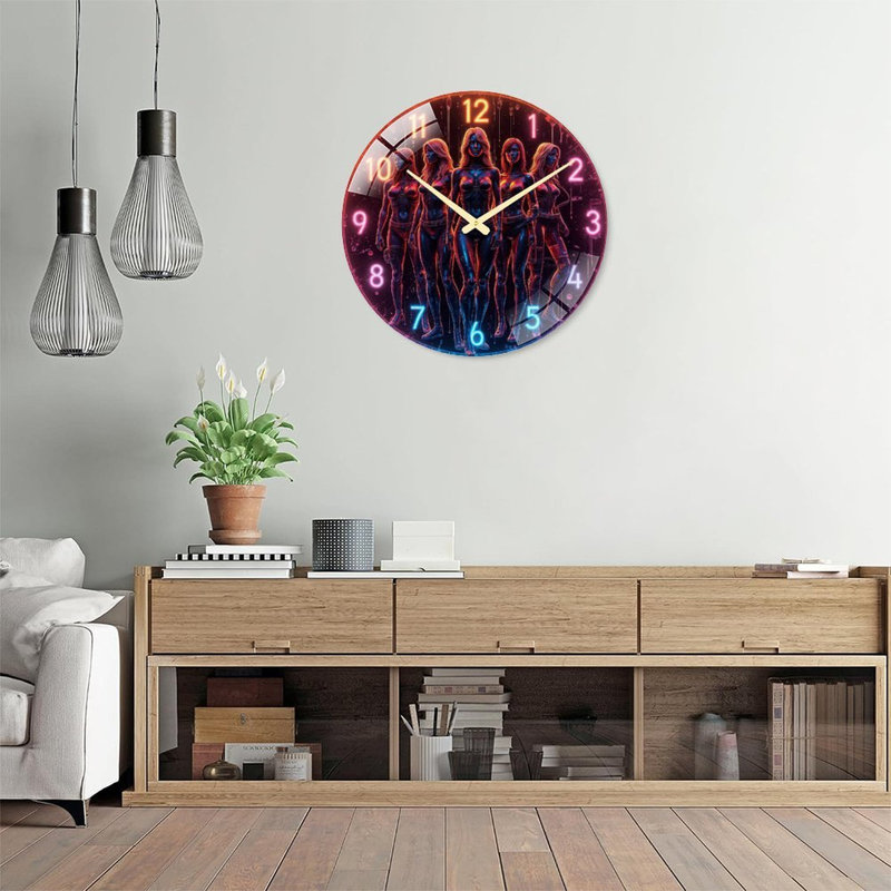 Horloge murale élégante à DEL avec design moderne avec art - horloge murale moderne en verre de 24 po