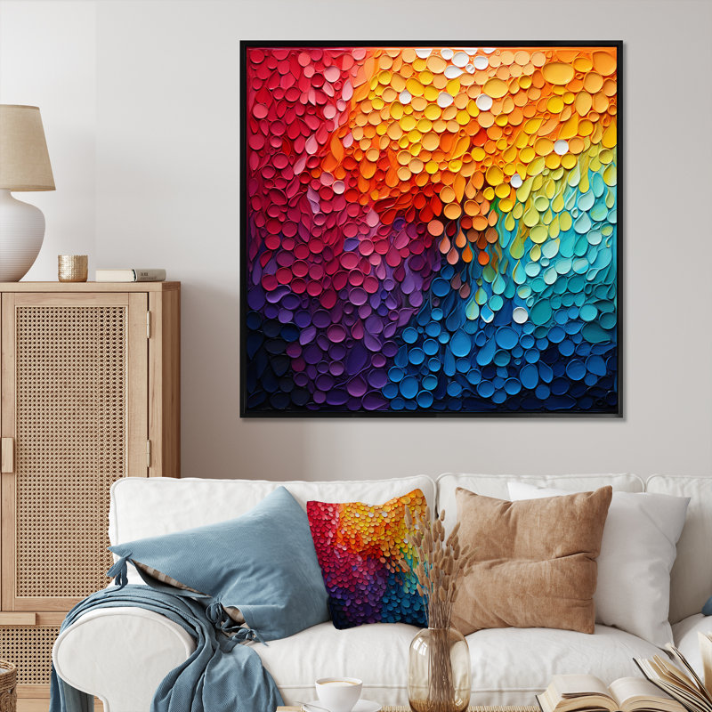 Hardedge Art Contrasting Cadence I - Décoration murale abstraite, H 24 po x l 24 po x P 1 po, Cadre flottant noir