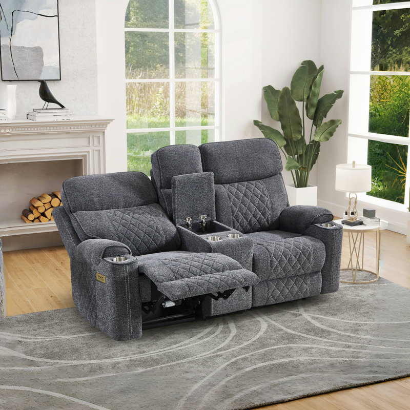 Causeuse inclinable 75,7 po avec console centrale