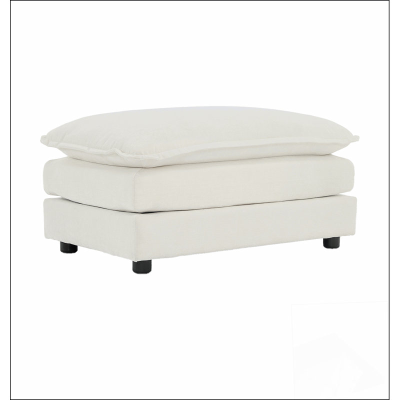 Chenille Fabric Ottomans Footrest to Combine with 2 Seater Sofa, 3 Seater Sofa and 4 Seater Sofa,  Chenille, Cream