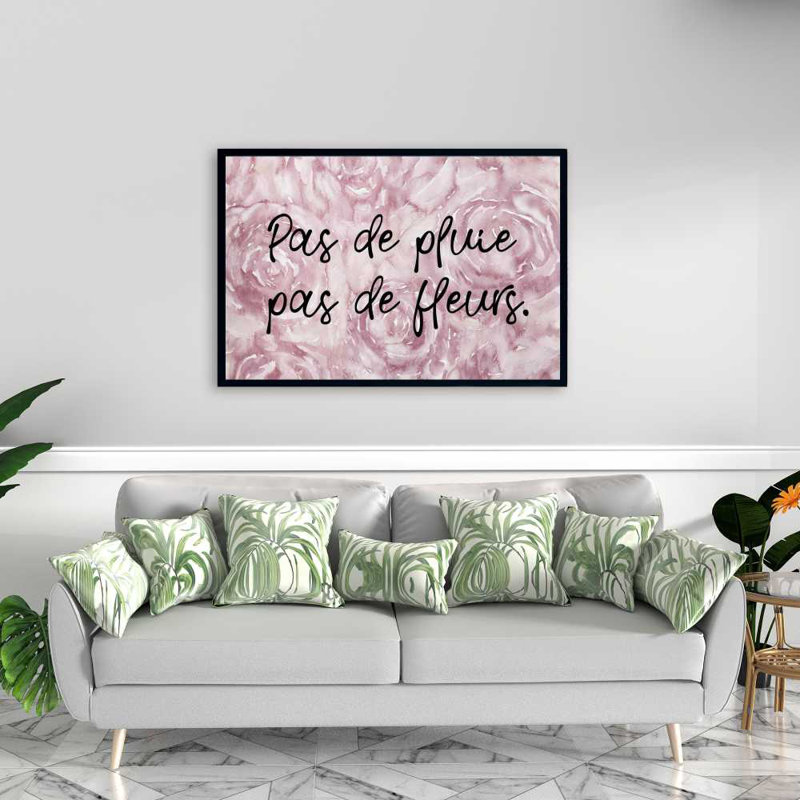Pas de pluie pas de fleurs - Pink Livingroom Framed Canvas Decor