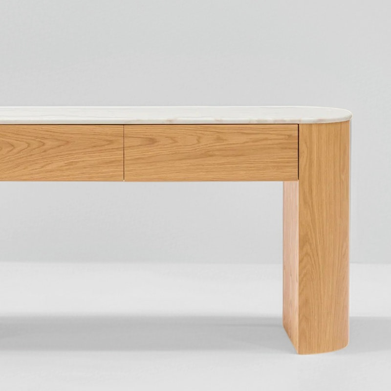 Console Modern Minimalist, H 33,5 po x l 47,2 po x P 13,8 po, Blanc / couleur bois naturel, Couleur bois naturel
