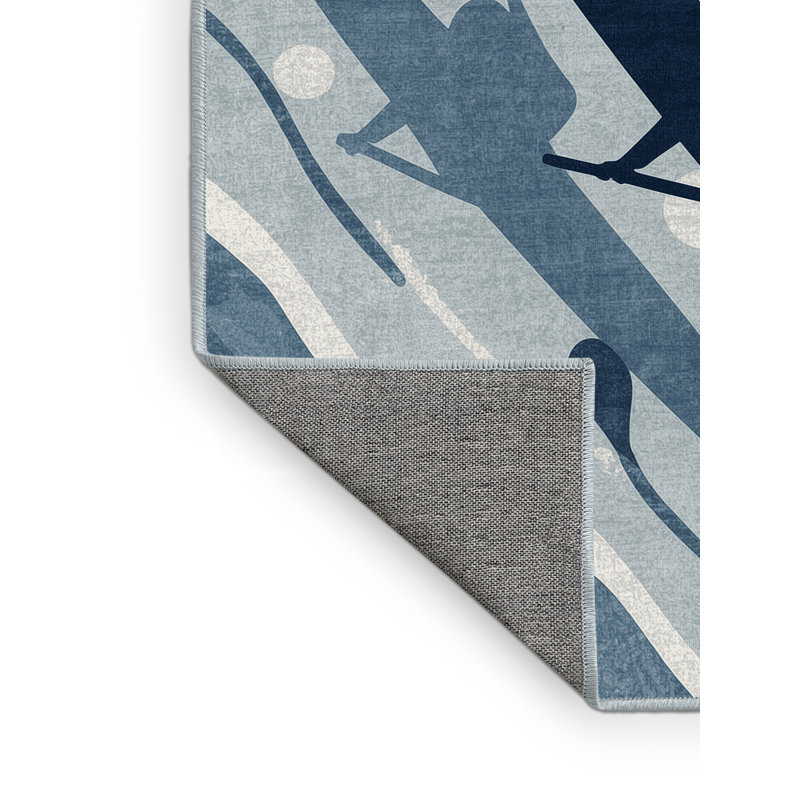 Tapis bleu moderne et contemporain lavable à la machine Auburndale Canoe Sprint - bleu ciel, 7 x 9