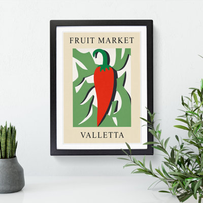 Valetta Fruit Market Exhibition Red Chili Pepper - Single Picture Frame Print on Wood